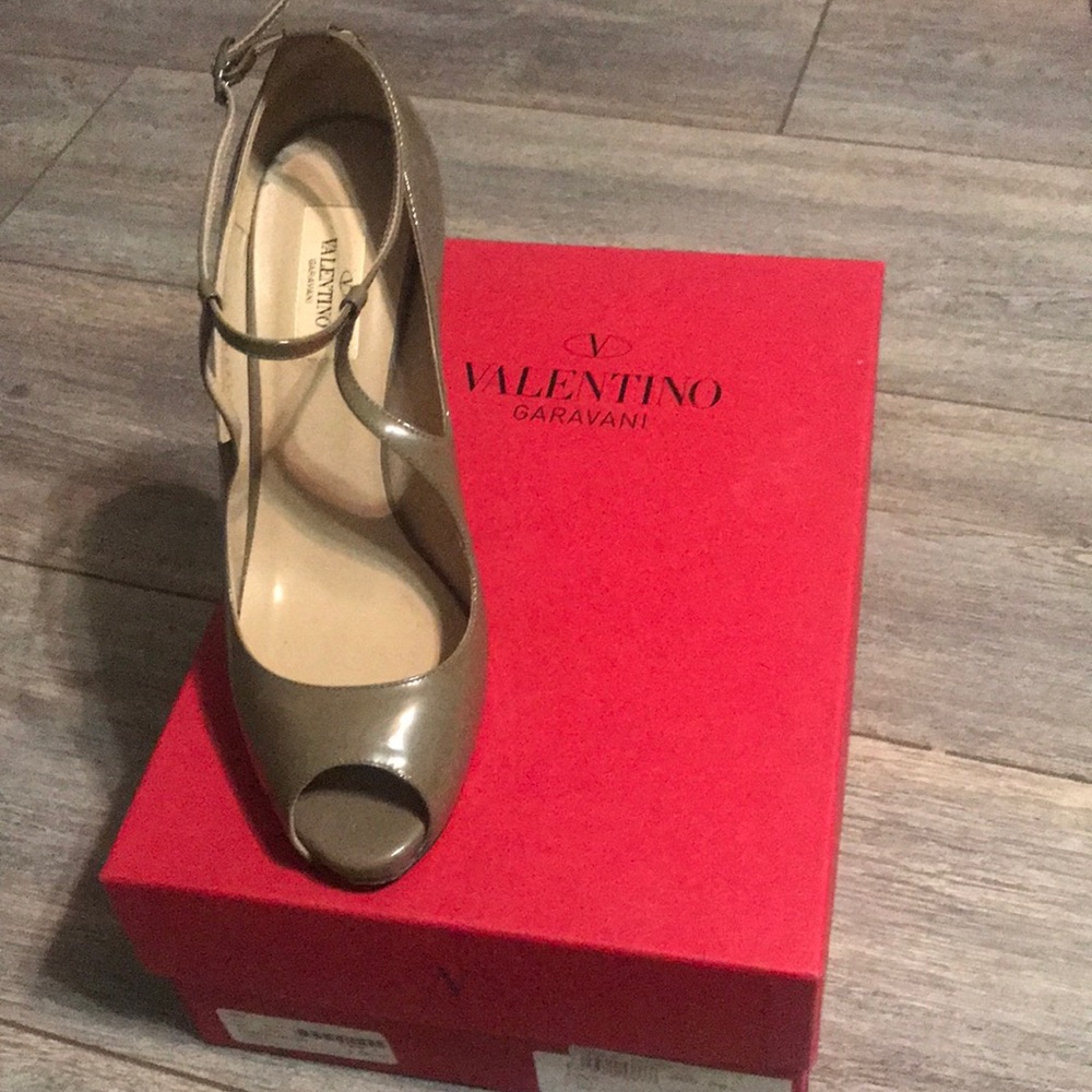 Valentino taupe heels with dust bag & box.